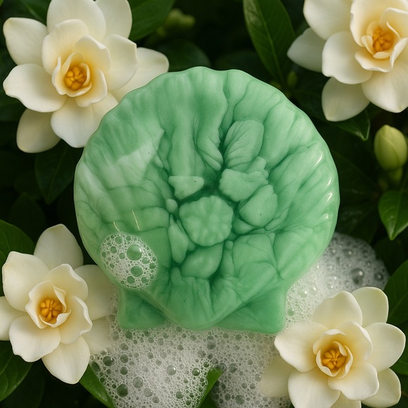 Hand Crafted “Gardenia Goddess” Scented Seashell Shaped Lathering Aloe Soap Bar - Picture 3 of 3
